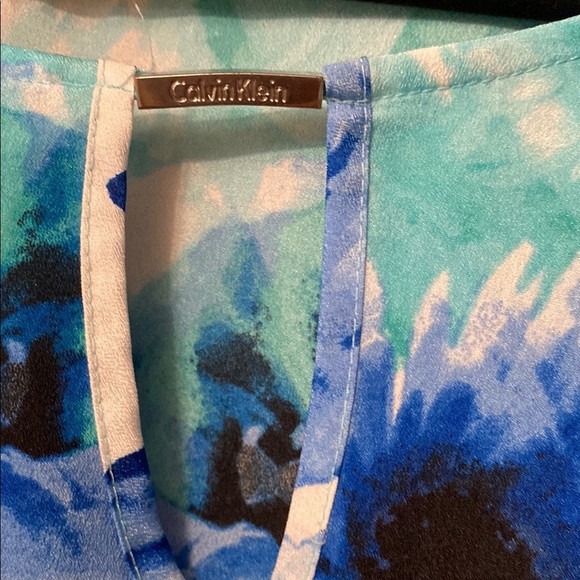 Calvin Klein Womens Floral Print Short Sleeves blouse Size XL - Picture 3 of 11